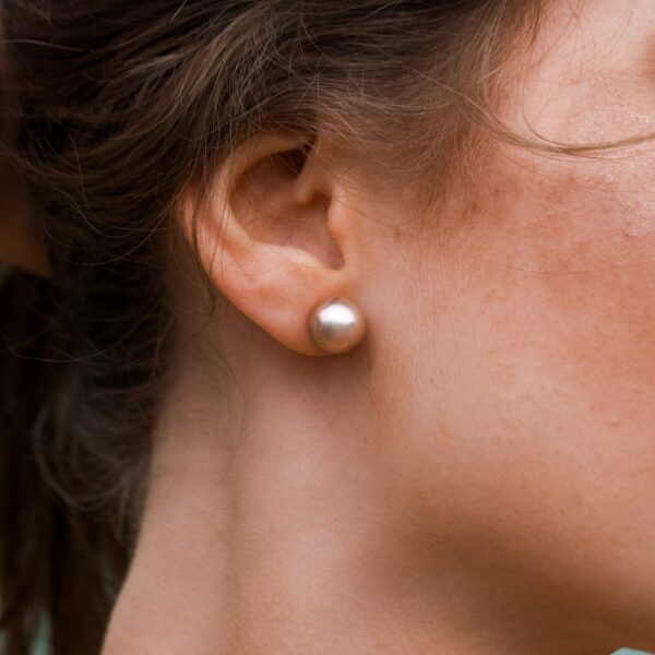 11mm AA+ Metallic Pink Freshwater Pearl Stud Earrings