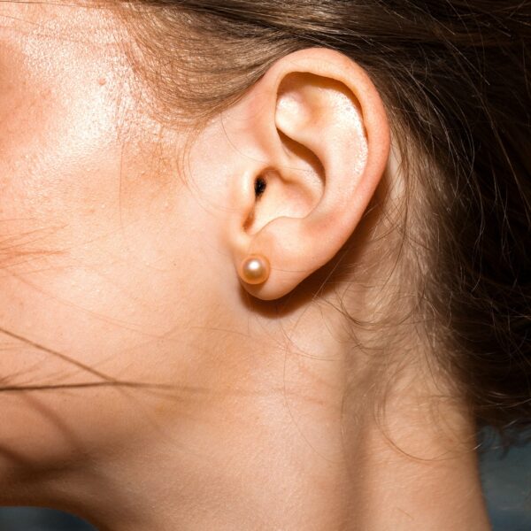 7mm AA+ Pink to Peach Freshwater Pearl Stud Earrings
