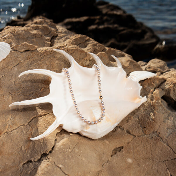 7mm AAAA Metallic Pink Freshwater Pearl Necklace