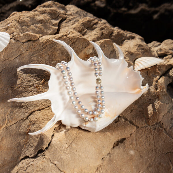 9-10mm AA+ Double -Strand White Freshwater Pearl Necklace