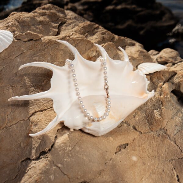 9-10mm AA+ 2Way Wear White Freshwater Pearl & Diamonds Necklace