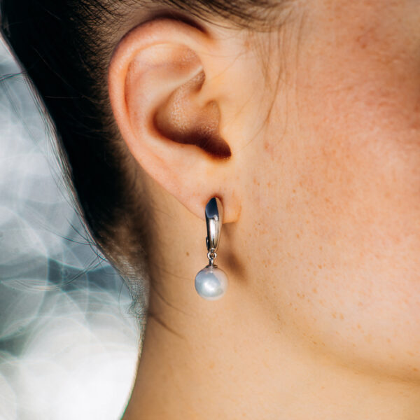 9mm AA+ White Freshwater Pearl Dangle Earrings