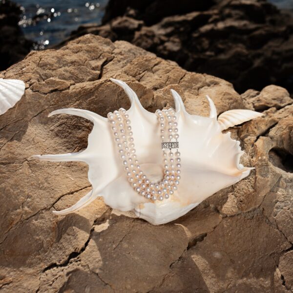 8-8.5mm A Triple Strand White Freshwater Pearl Necklace