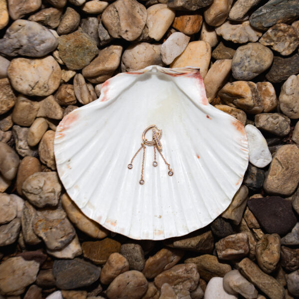 Diamond Loop Earrings with Diamond Pendants