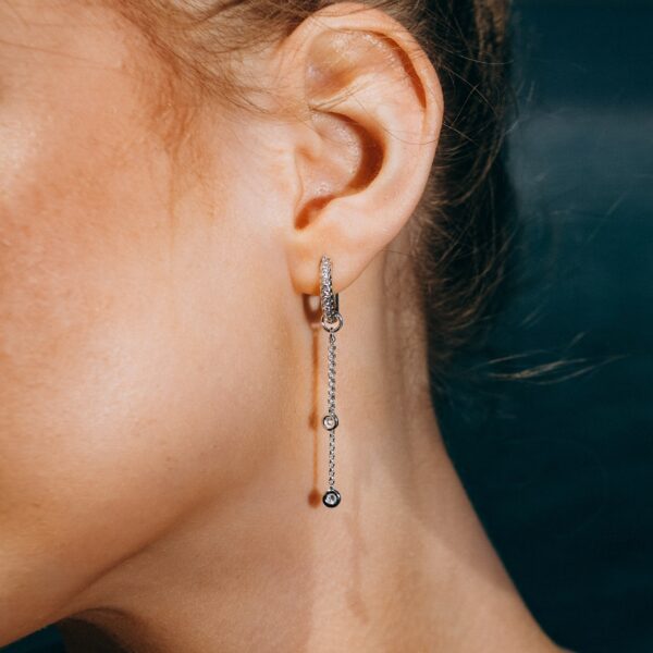 Diamond Loop Earrings with Diamond Pendants