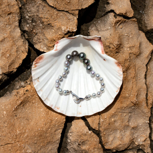 8-8.5mm AAA SouthSea White & Dark Grey Pearl Bracelet