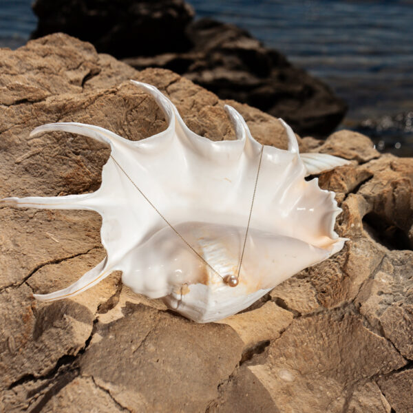 10-11mm AA+ Pink to Peach Freshwater Pearl Pendant with Chain