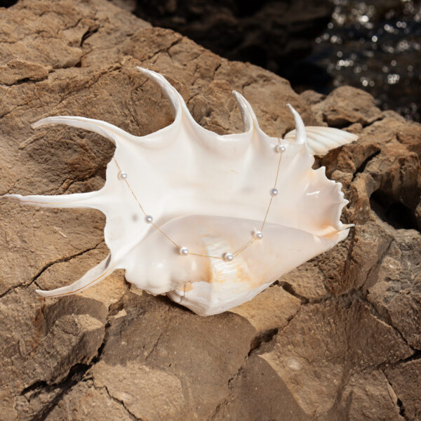 7mm AA+ White Freshwater Pearls and 18K Chain