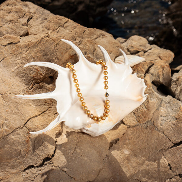 9-10mm AA+ Golden Colour Freshwater Pearl Necklace