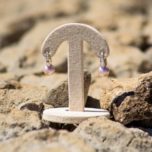 7mm AA+ Pink to Lilac Freshwater Pearl Earrings