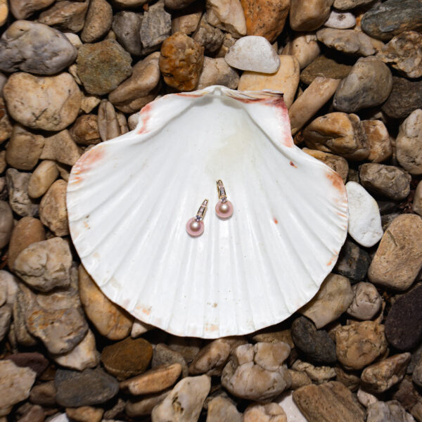 7mm AA+ Pink to Lilac Freshwater Pearl Earrings