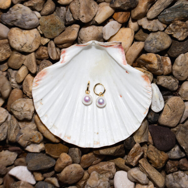 11-12mm White Freshwater Pearl Loops Earrings