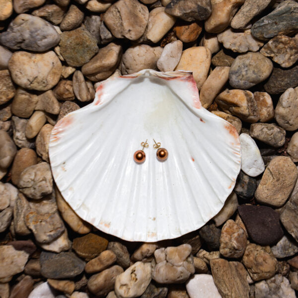 7-8mm AA+ Brown Freshwater Pearl Stud Earrings