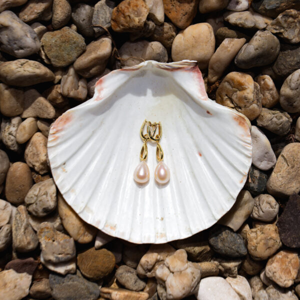 10.5mm AA+ Pink to Peach Freshwater Tear Drop Pendant Pearl Earrings