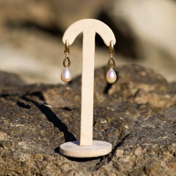 10.5mm AA+ Pink to Peach Freshwater Tear Drop Pendant Pearl Earrings