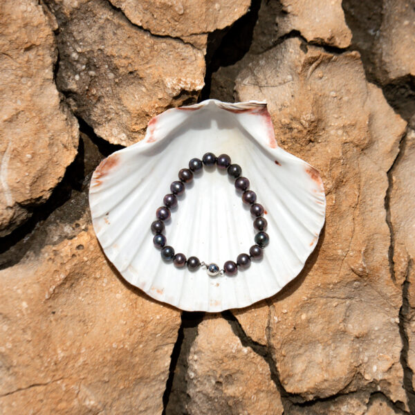9-10mm Black Freshwater Pearl Bracelet