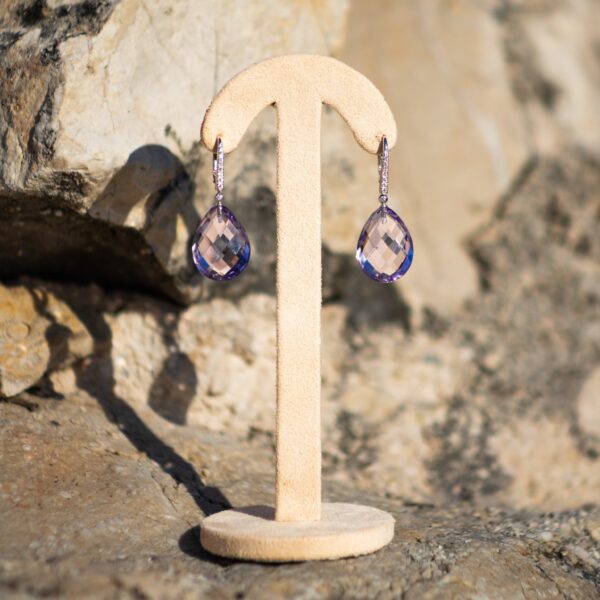 Diamonds & Lilac Amethyst Pendant Earrings