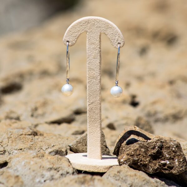 10mm AA+ White Freshwater Pearl and Diamond Wire Earrings