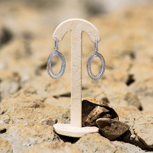 Diamond Hoop Earrings with Diamond Pendants